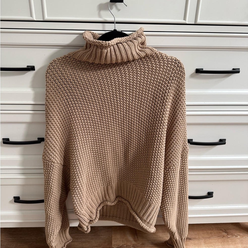 Cozy Tan Turtleneck Sweater